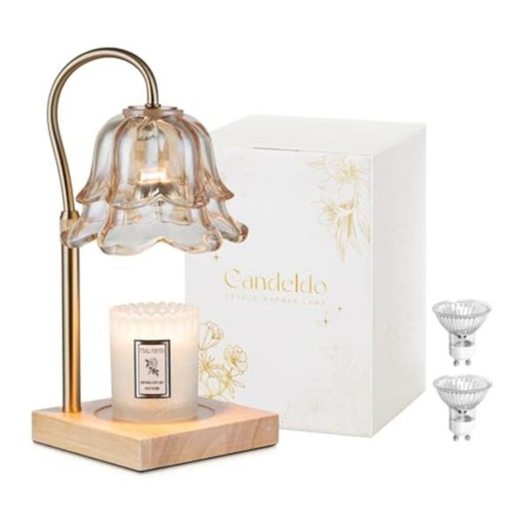 Candle Warmer Lamp Flower Gold Wax Melt Timer Adjustable Home Decor Gift Women